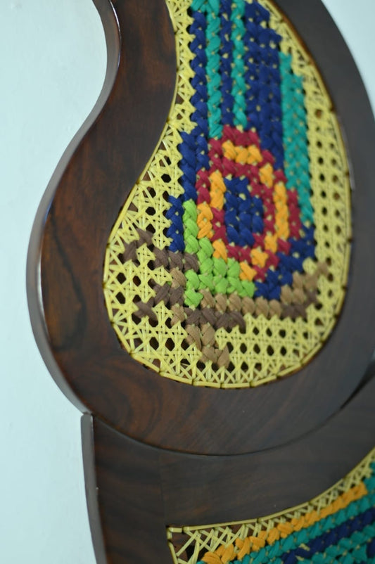 Embroidered Peacock Wall Hanging - 24.5 x 25 inches