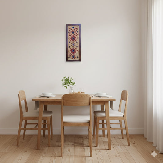 Floral cross stitch motif wall hanging - 37 x 15 inches.