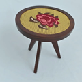 Blooming rose embroidered Round coffee table - 20 inch