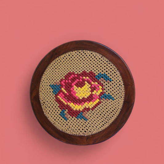 Rose embroidered Wall hanging- 21 inches