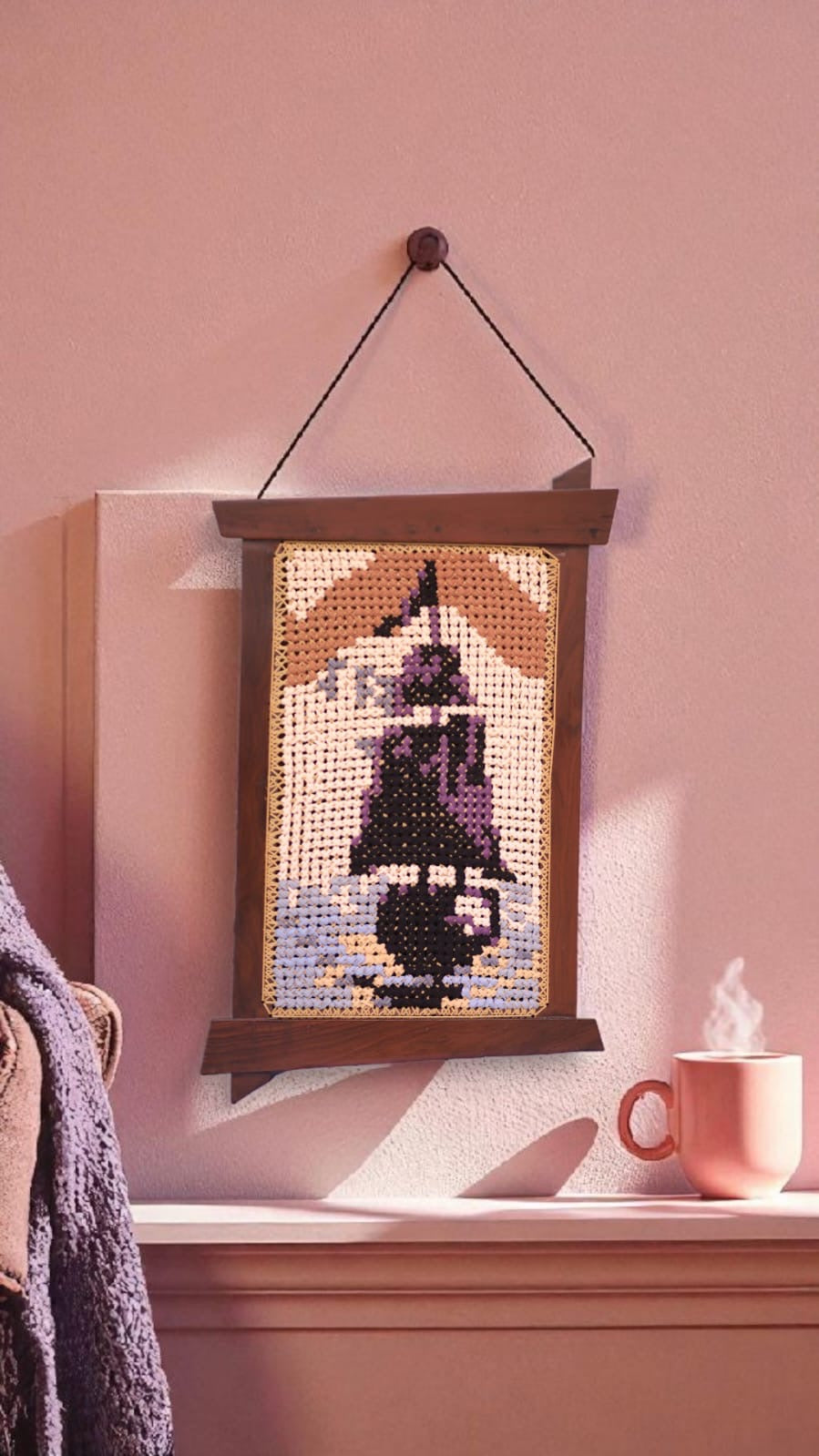 Ship embroidered Wall Hanging - 33 x 23 inches