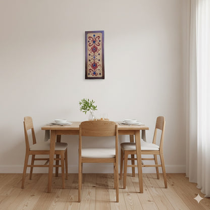 Floral cross stitch motif wall hanging - 37 x 15 inches.