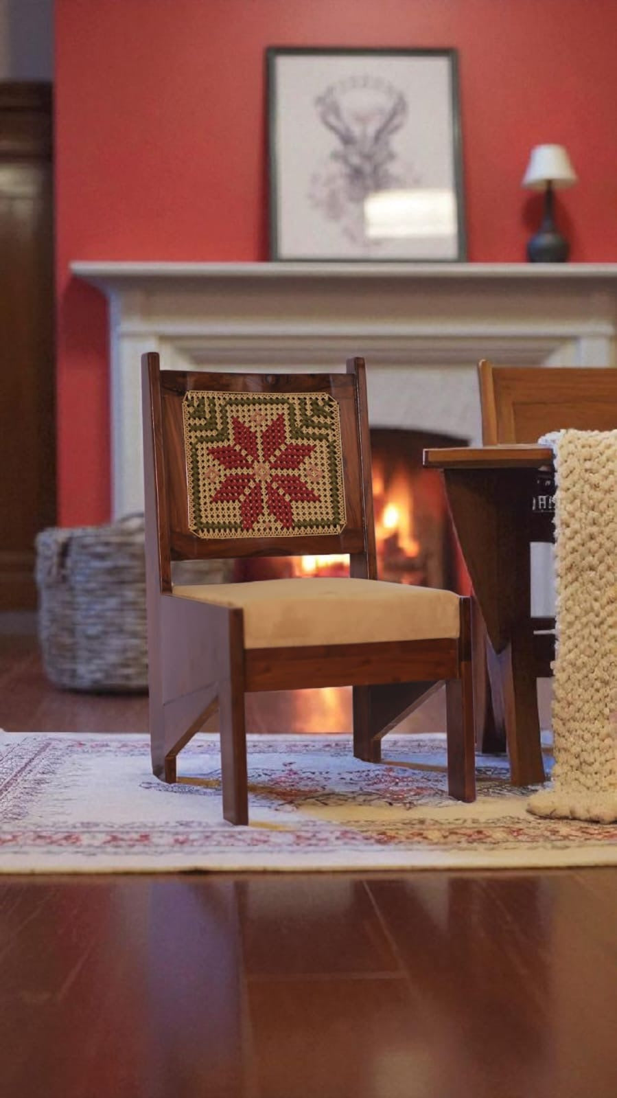 Star burst embroidered chair pair - 20 x 19 x 34 inches