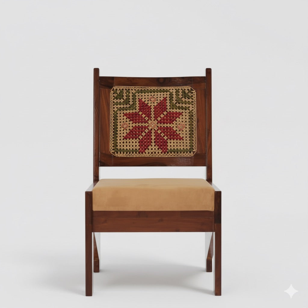 Star burst embroidered chair pair - 20 x 19 x 34 inches