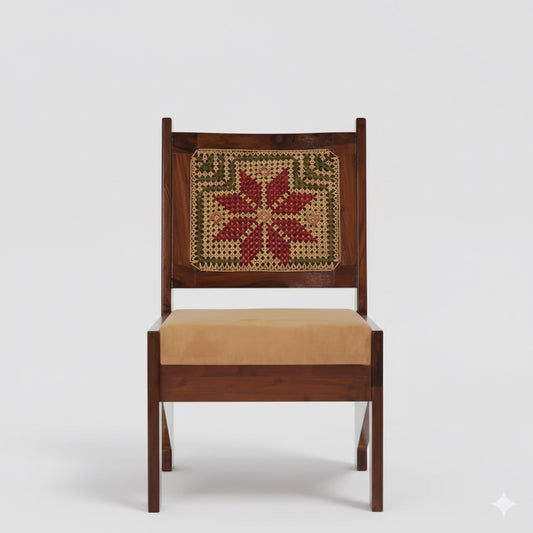 Star burst embroidered chair pair - 20 x 19 x 34 inches