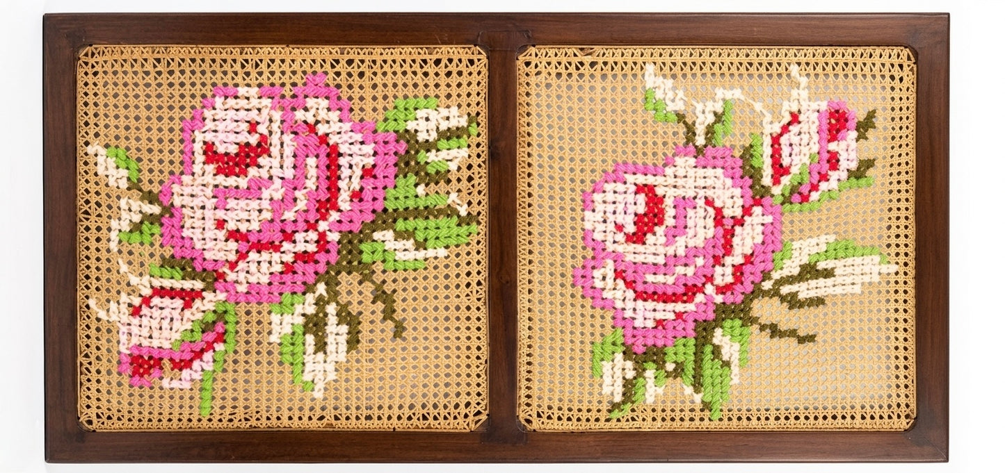Rose Cross-Stitch Cane Panel – 47 x 24