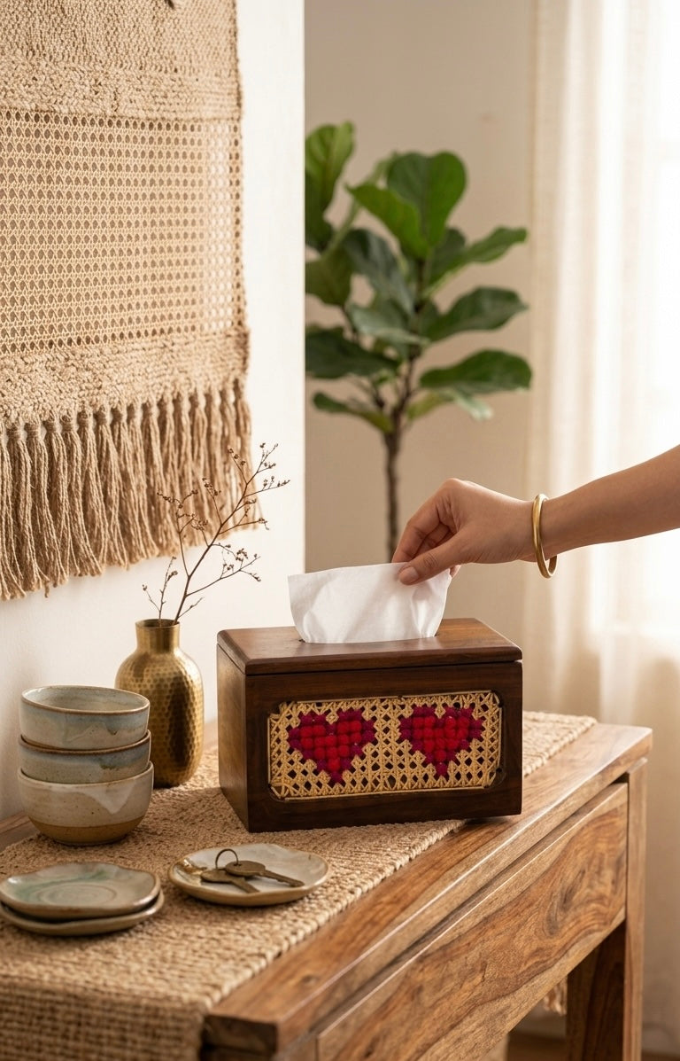 Embroidered tissue box - 14 x 9