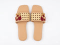 Rattan embroidered slippers