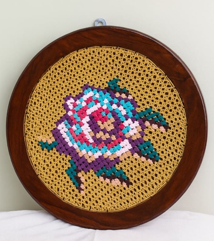 Bloomed multi -coloured flower Round wall hanging - 21 inches