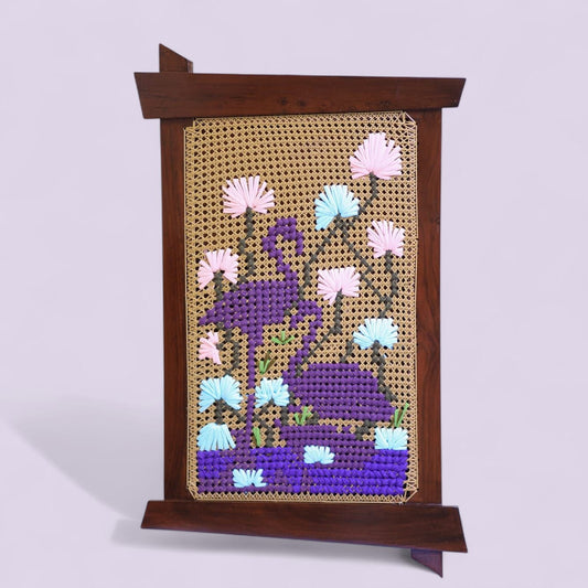 Flamingo embroidered Wall hanging - 33 x 23 inches