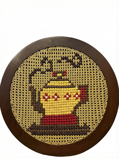 Yellow tea pot wall hanging - 21 inches