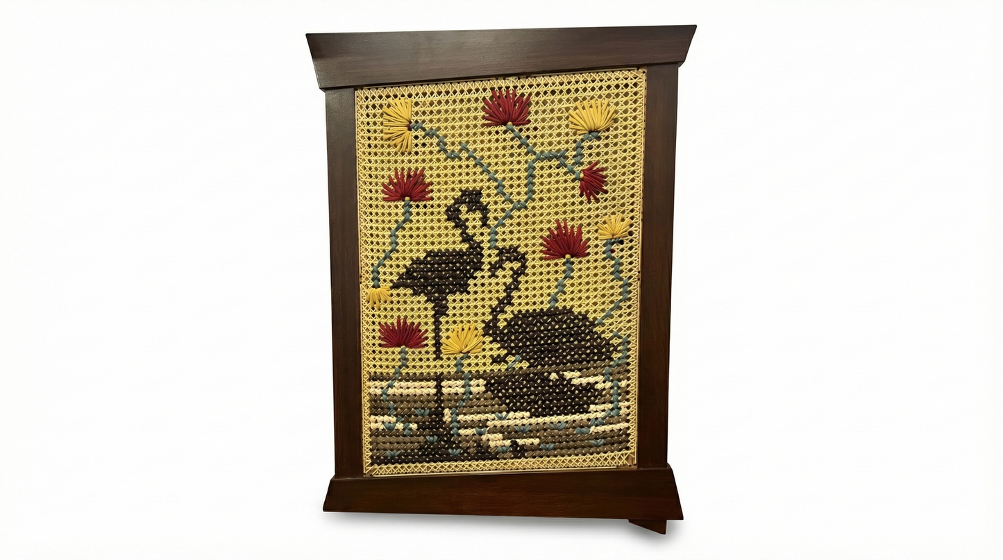Flamingo embroidered Wall hanging - 33 x 23 inches