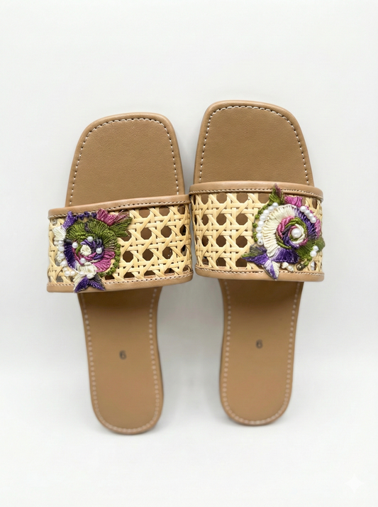 Rattan Embroidered slippers