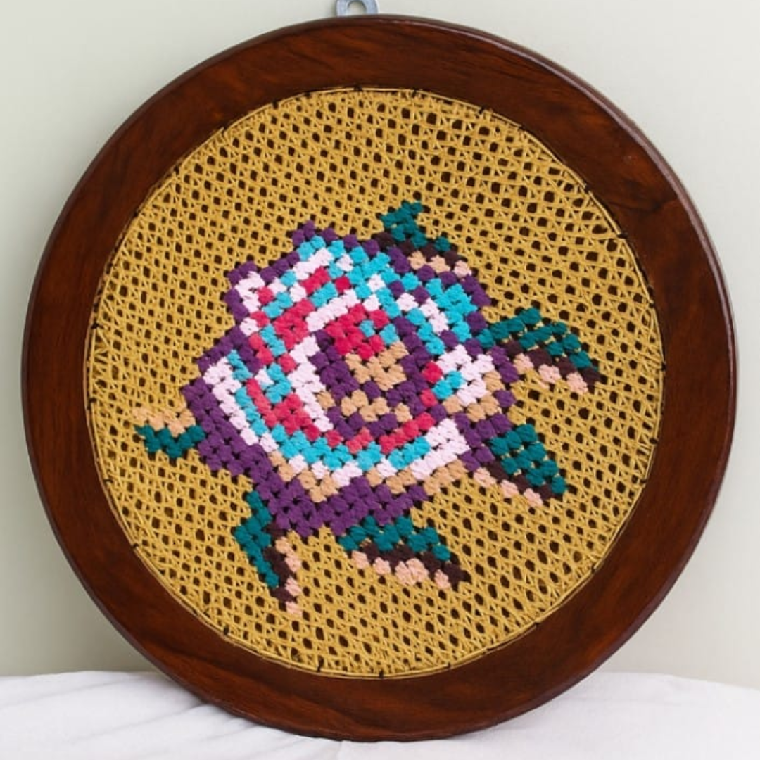 Bloomed multi -coloured flower Round wall hanging - 21 inches