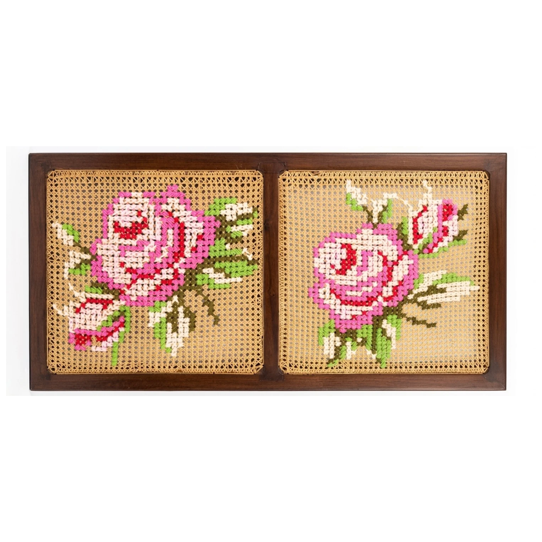Rose Cross-Stitch Cane Panel – 47 x 24