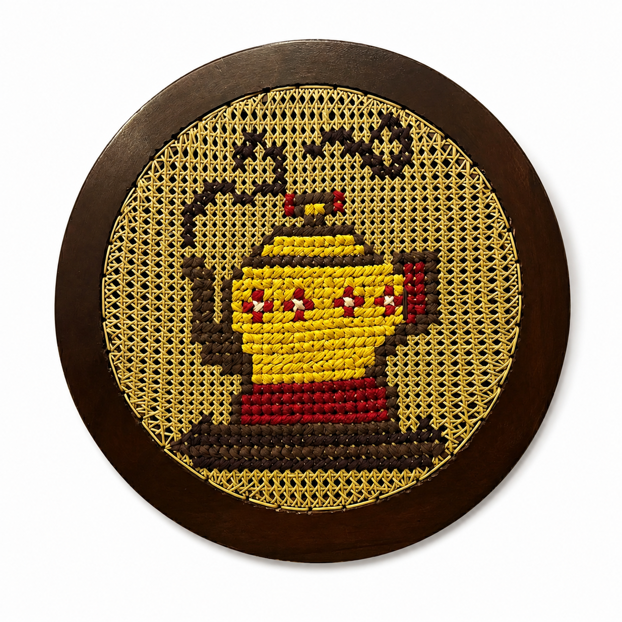 Yellow tea pot wall hanging - 21 inches